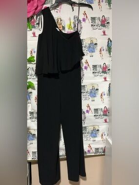 Calvin Klein Black Wide-Leg Jumpsuit with Overlay